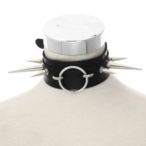 Black PU Leather Spiked Choker